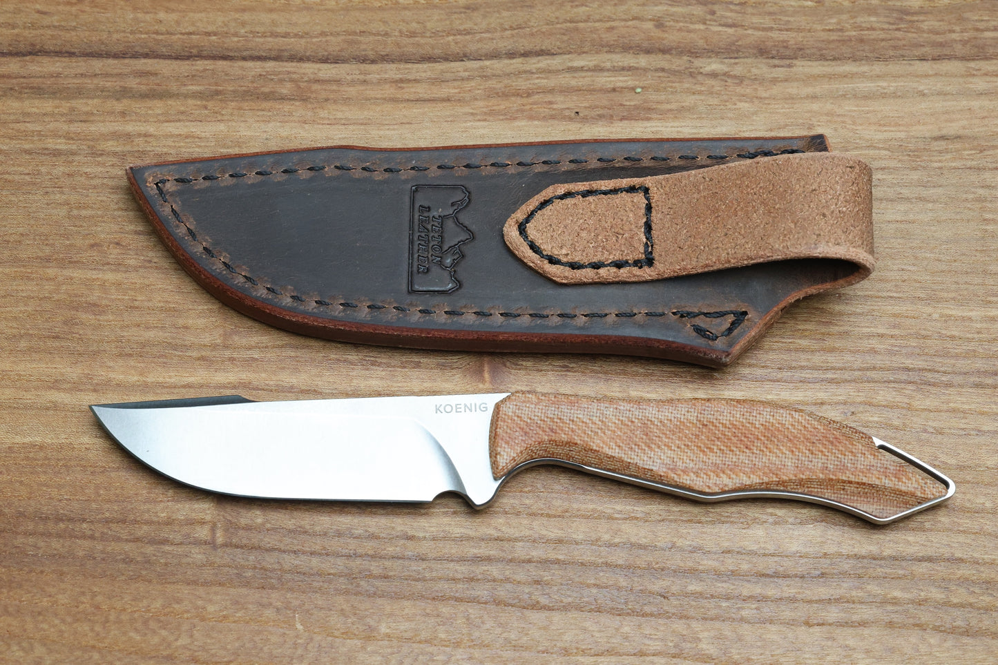 KOENIG KNIVES HELO - TAN MICARTA HANDLE - STONEWASHED MAGNACUT BLADE