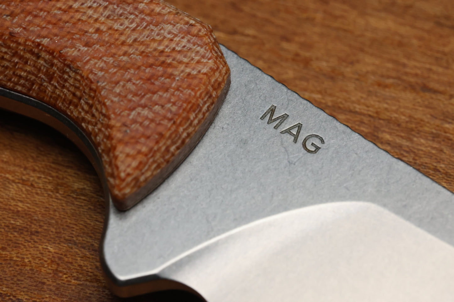 KOENIG KNIVES HELO - TAN MICARTA HANDLE - STONEWASHED MAGNACUT BLADE