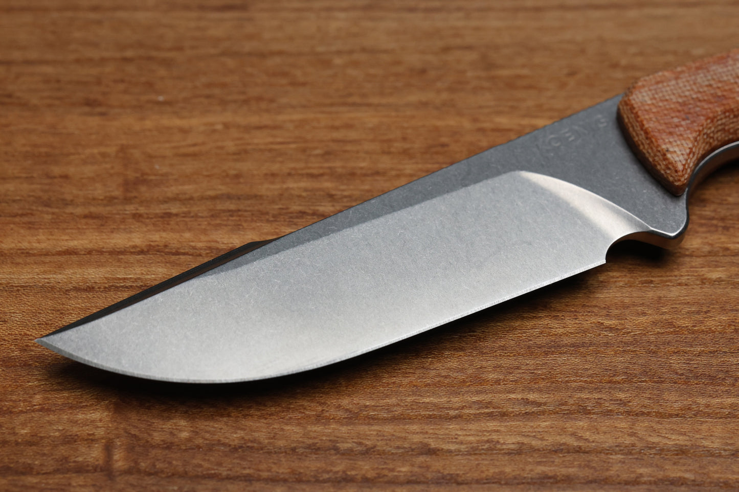 KOENIG KNIVES HELO - TAN MICARTA HANDLE - STONEWASHED MAGNACUT BLADE