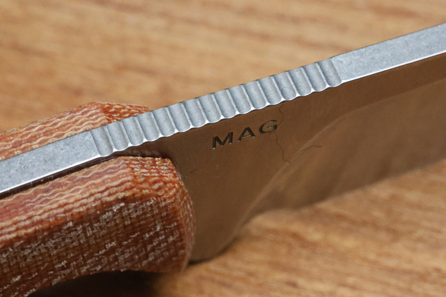 KOENIG KNIVES HELO - TAN MICARTA HANDLE - STONEWASHED MAGNACUT BLADE