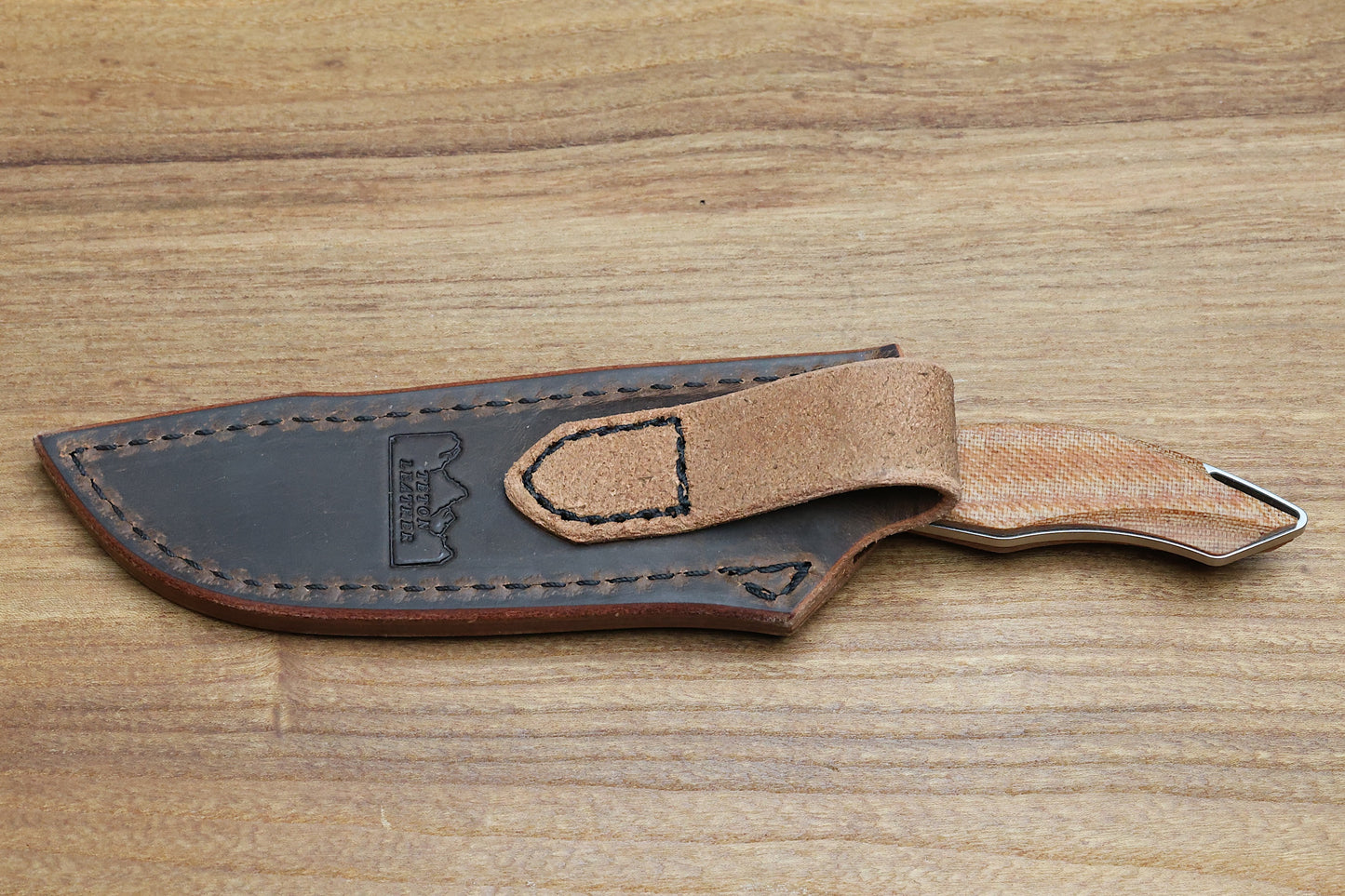 KOENIG KNIVES HELO - TAN MICARTA HANDLE - STONEWASHED MAGNACUT BLADE