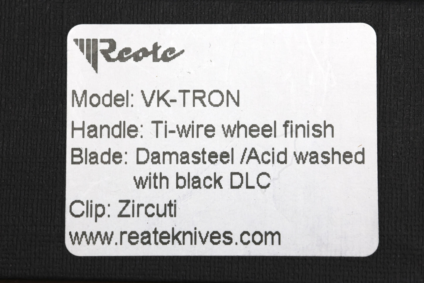 REATE KNIVES VULPEX VK TRON- CRYSTALIZED PURPLE ZIRCUTI & DAMASTEEL DLC BLADE