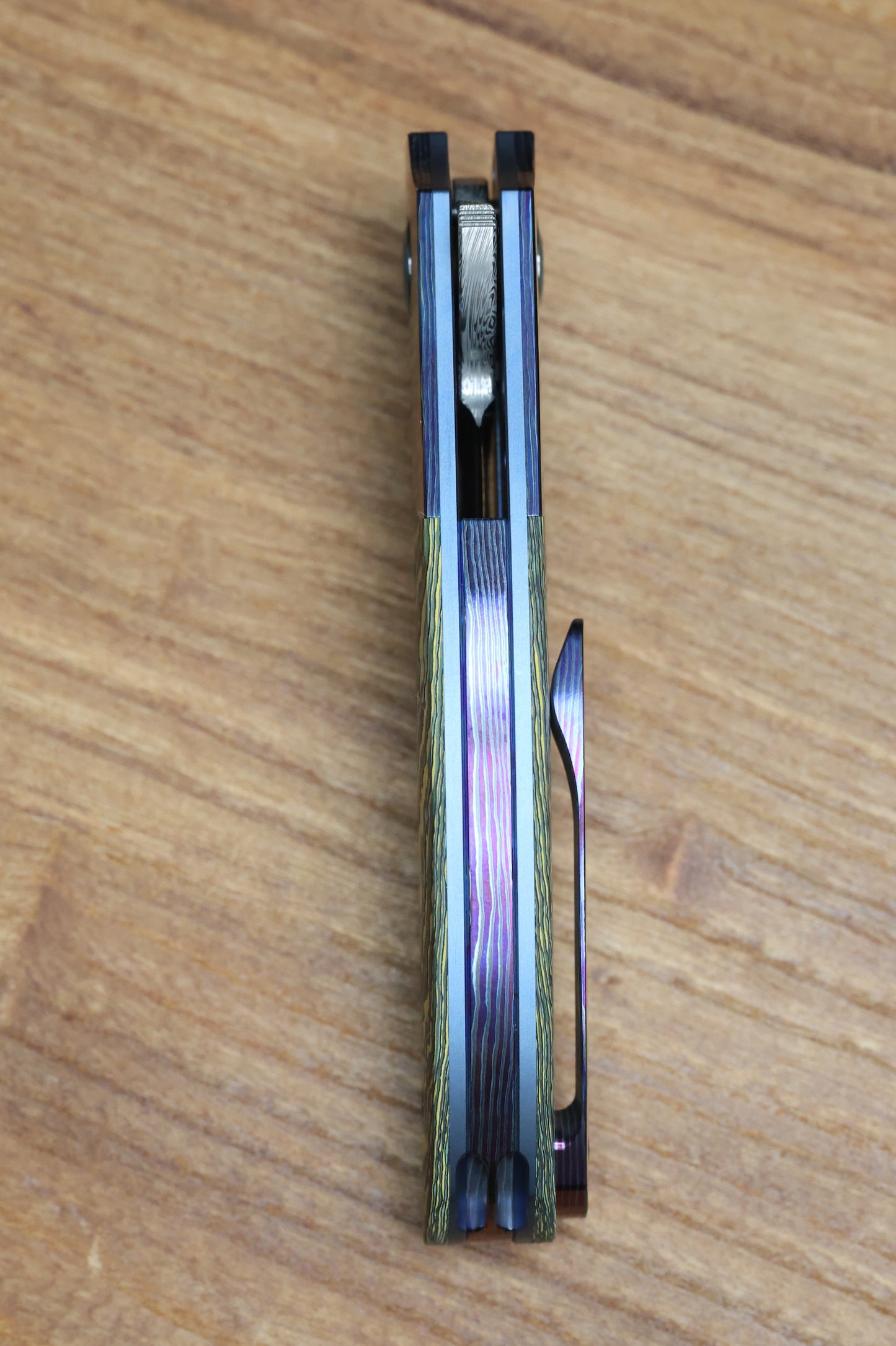 REATE KNIVES FDT TF-4 TITANIUM TOXIC STORM FAT CARBON ZIRCUTI BOLSTER AND ACCENTS DAMASTEEL BLADE