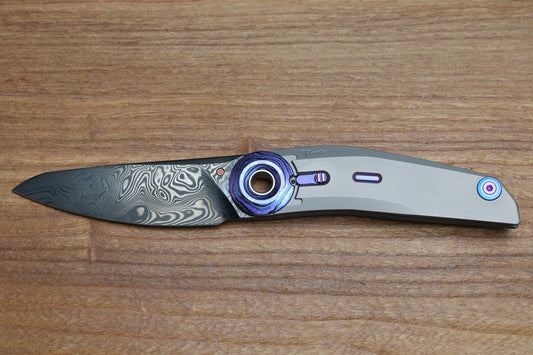 REATE KNIVES VULPEX VK TRON- CRYSTALIZED PURPLE ZIRCUTI & DAMASTEEL DLC BLADE
