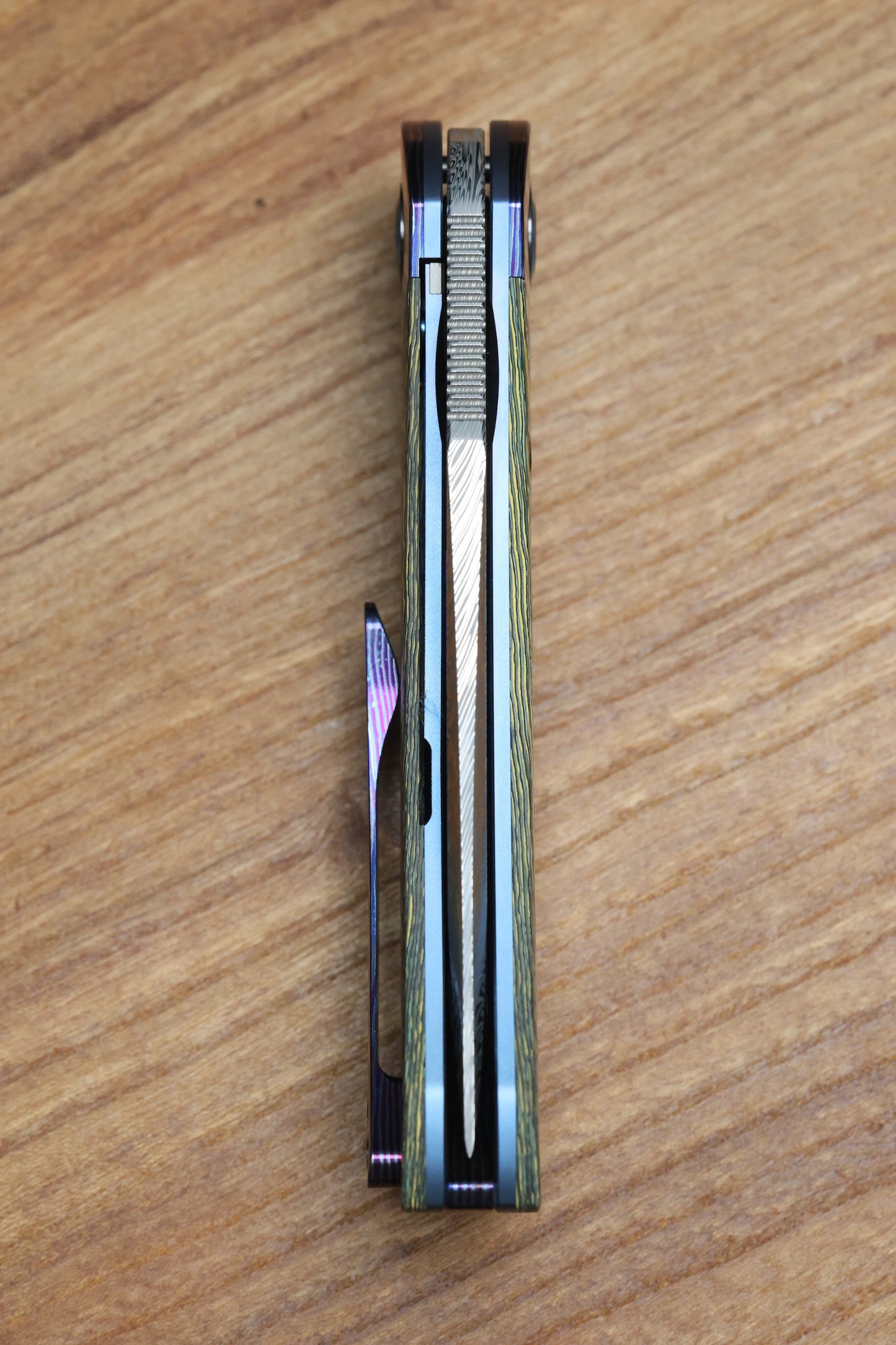 REATE KNIVES FDT TF-4 TITANIUM TOXIC STORM FAT CARBON ZIRCUTI BOLSTER AND ACCENTS DAMASTEEL BLADE