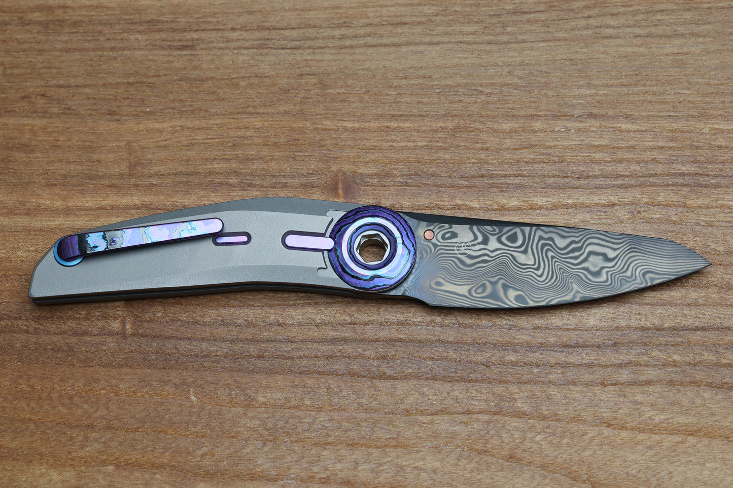 REATE KNIVES VULPEX VK TRON- CRYSTALIZED PURPLE ZIRCUTI & DAMASTEEL DLC BLADE
