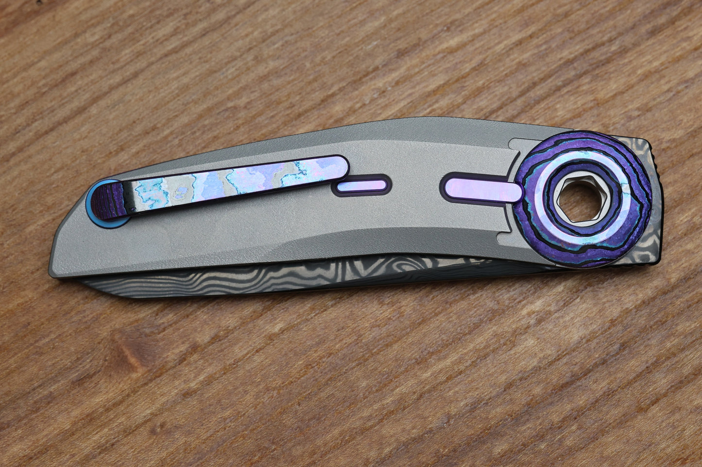 REATE KNIVES VULPEX VK TRON- CRYSTALIZED PURPLE ZIRCUTI & DAMASTEEL DLC BLADE