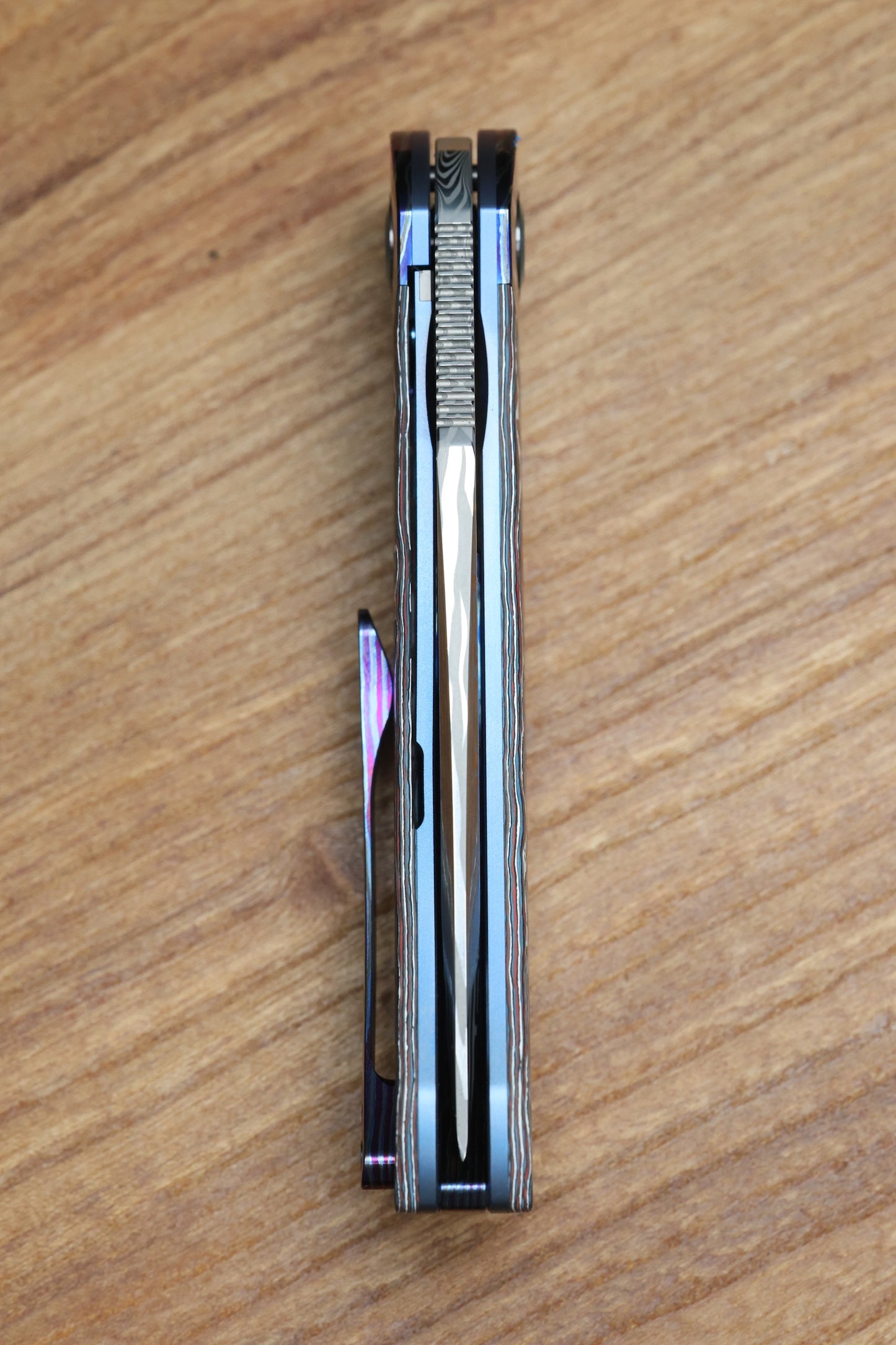 REATE KNIVES FDT TF-4 TITANIUM NEBULA FAT CARBON ZIRCUTI BOLSTER AND ACCENTS DAMASTEEL BLADE