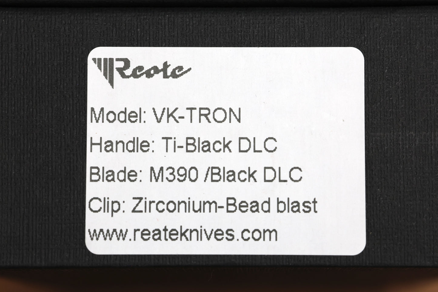 REATE KNIVES VULPEX VK TRON- TITANIUM DLC HANDLE & DLC M390 BLADE