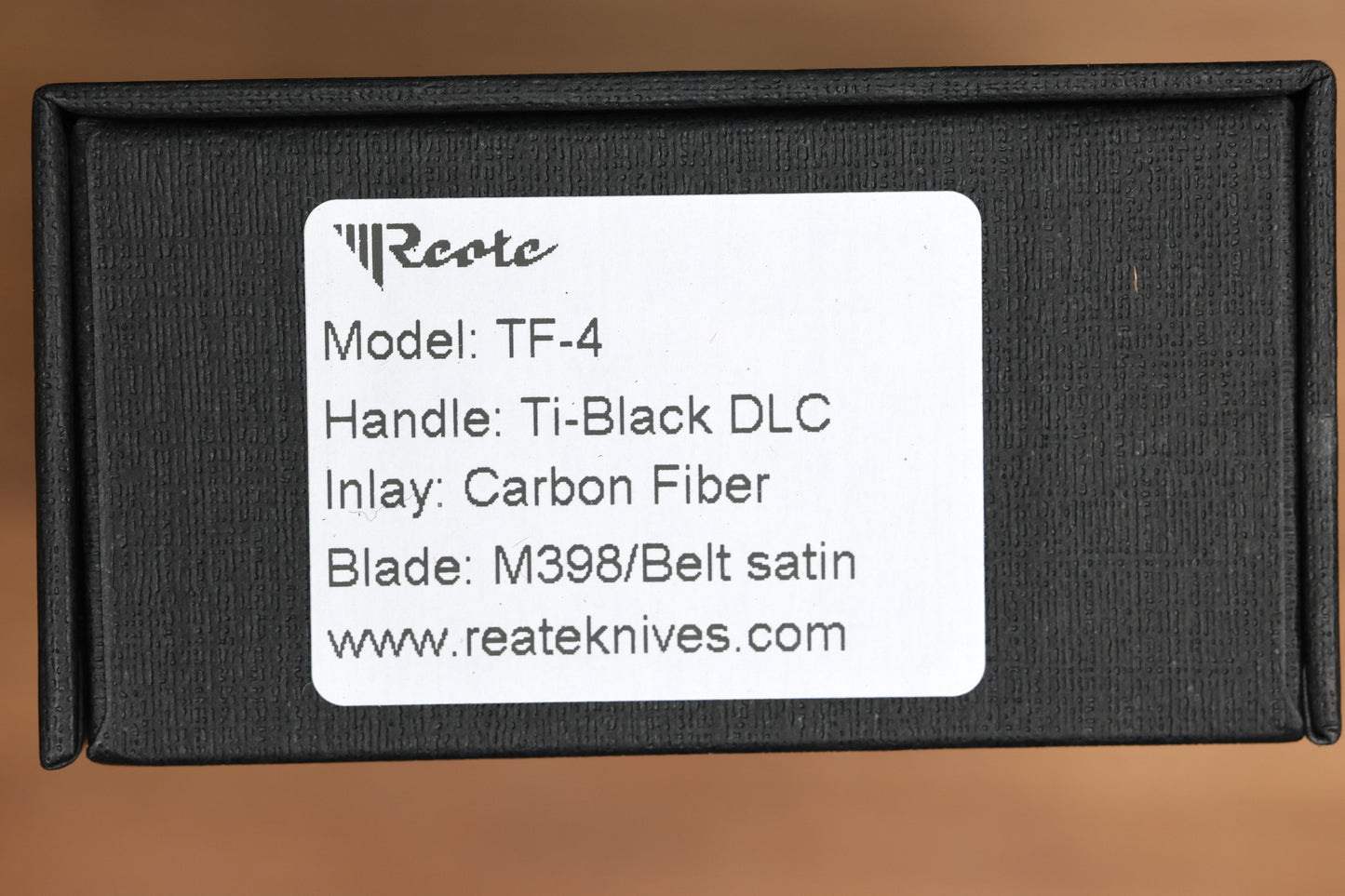 REATE KNIVES FDT TF-4 TITANIUMI CARBON FIBRE CRYSTAL TI BOLSTER AND ACCENTS M398 BLADE