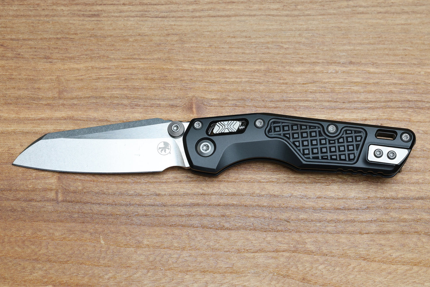 MICROTECH MSI RAM LOK MINI PROOF RUN BLACK FRAG ALUMINUM HANDLES W/ STONEWASH M390MK 210M-10FRSPR