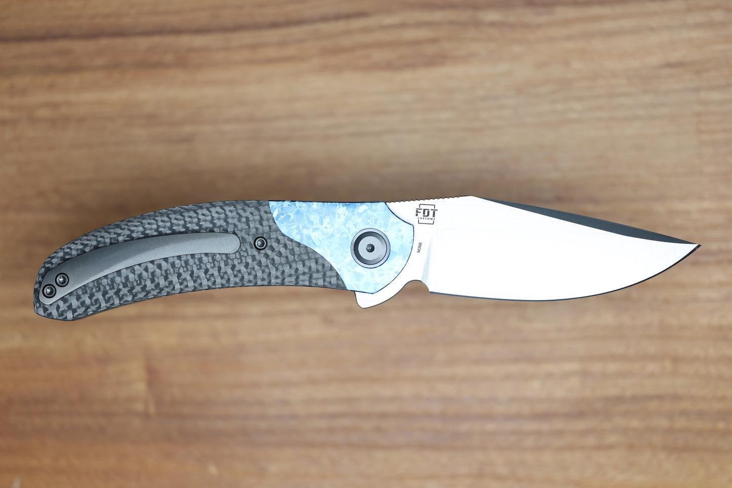 REATE KNIVES FDT TF-4 TITANIUMI CARBON FIBRE CRYSTAL TI BOLSTER AND ACCENTS M398 BLADE