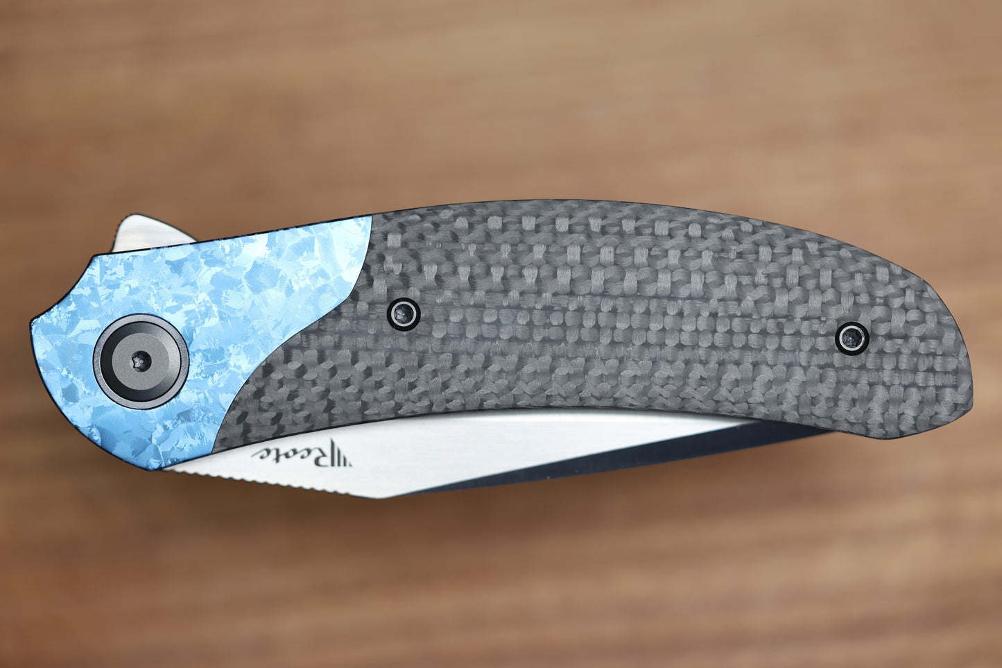 REATE KNIVES FDT TF-4 TITANIUMI CARBON FIBRE CRYSTAL TI BOLSTER AND ACCENTS M398 BLADE