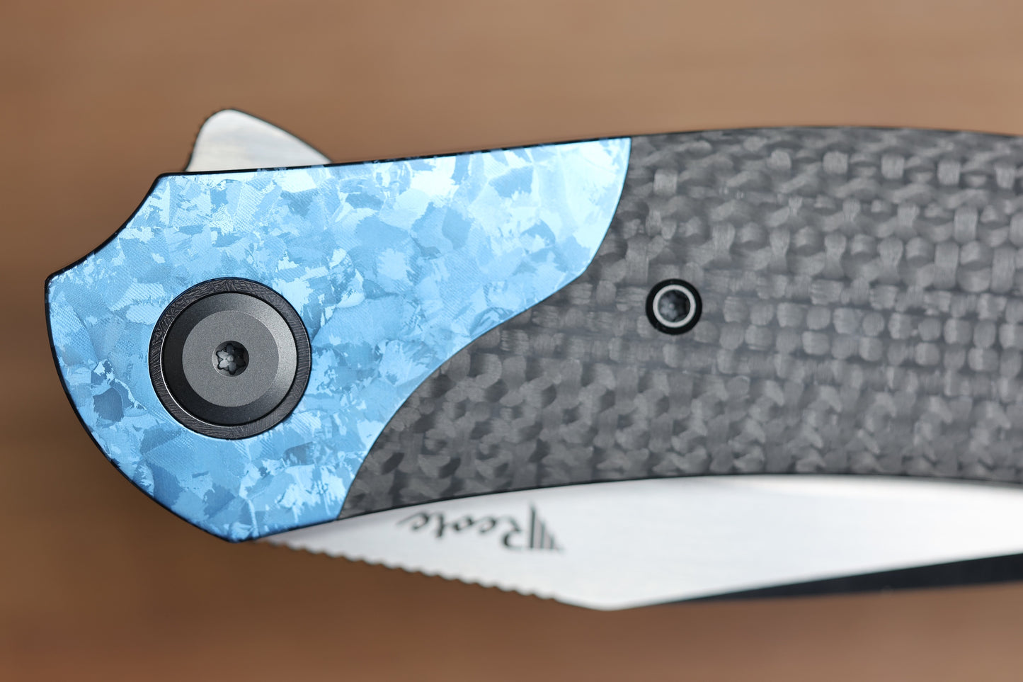 REATE KNIVES FDT TF-4 TITANIUMI CARBON FIBRE CRYSTAL TI BOLSTER AND ACCENTS M398 BLADE