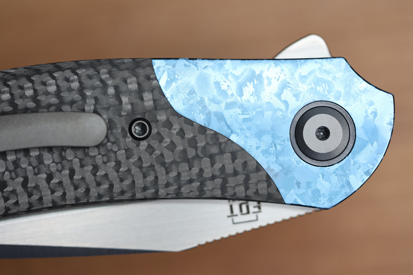 REATE KNIVES FDT TF-4 TITANIUMI CARBON FIBRE CRYSTAL TI BOLSTER AND ACCENTS M398 BLADE
