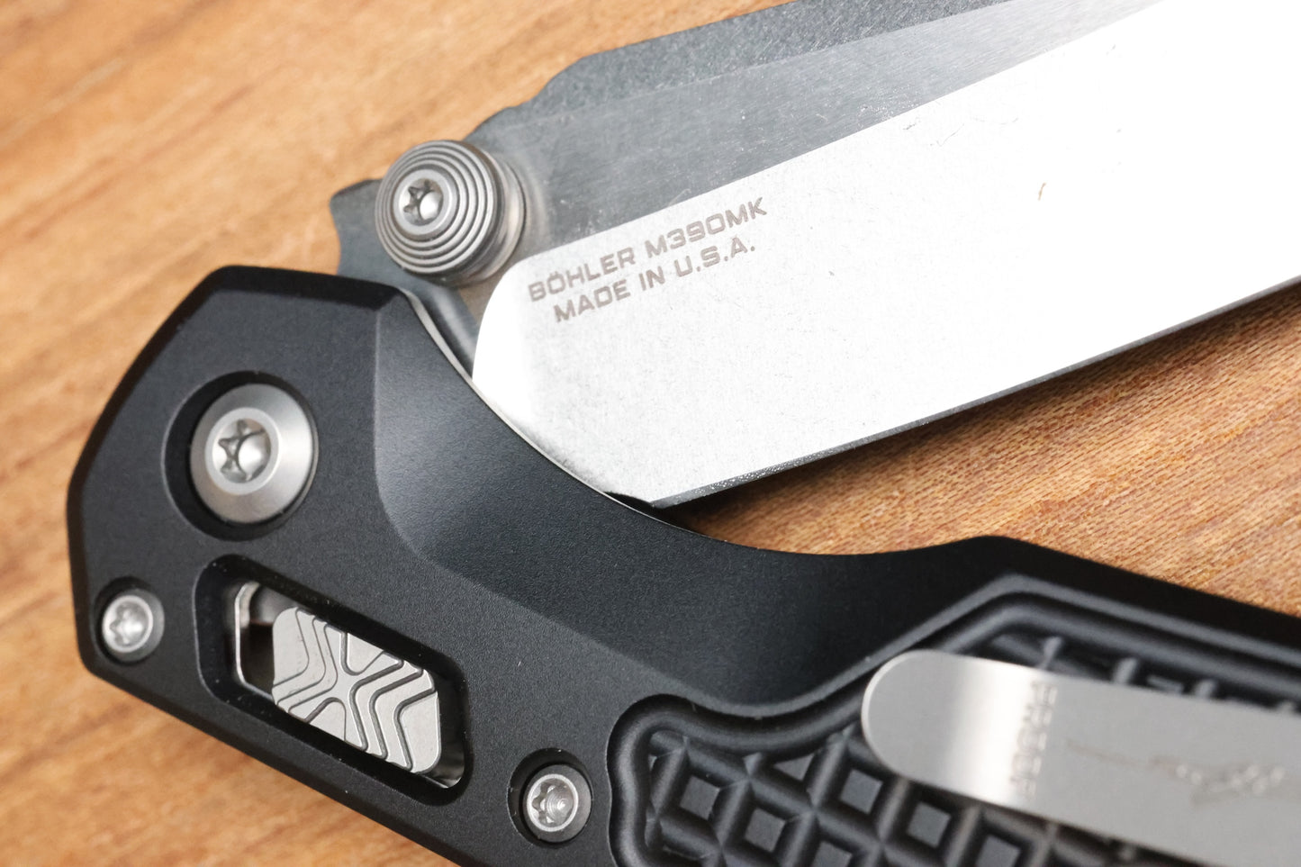 MICROTECH MSI RAM LOK MINI PROOF RUN BLACK FRAG ALUMINUM HANDLES W/ STONEWASH M390MK 210M-10FRSPR