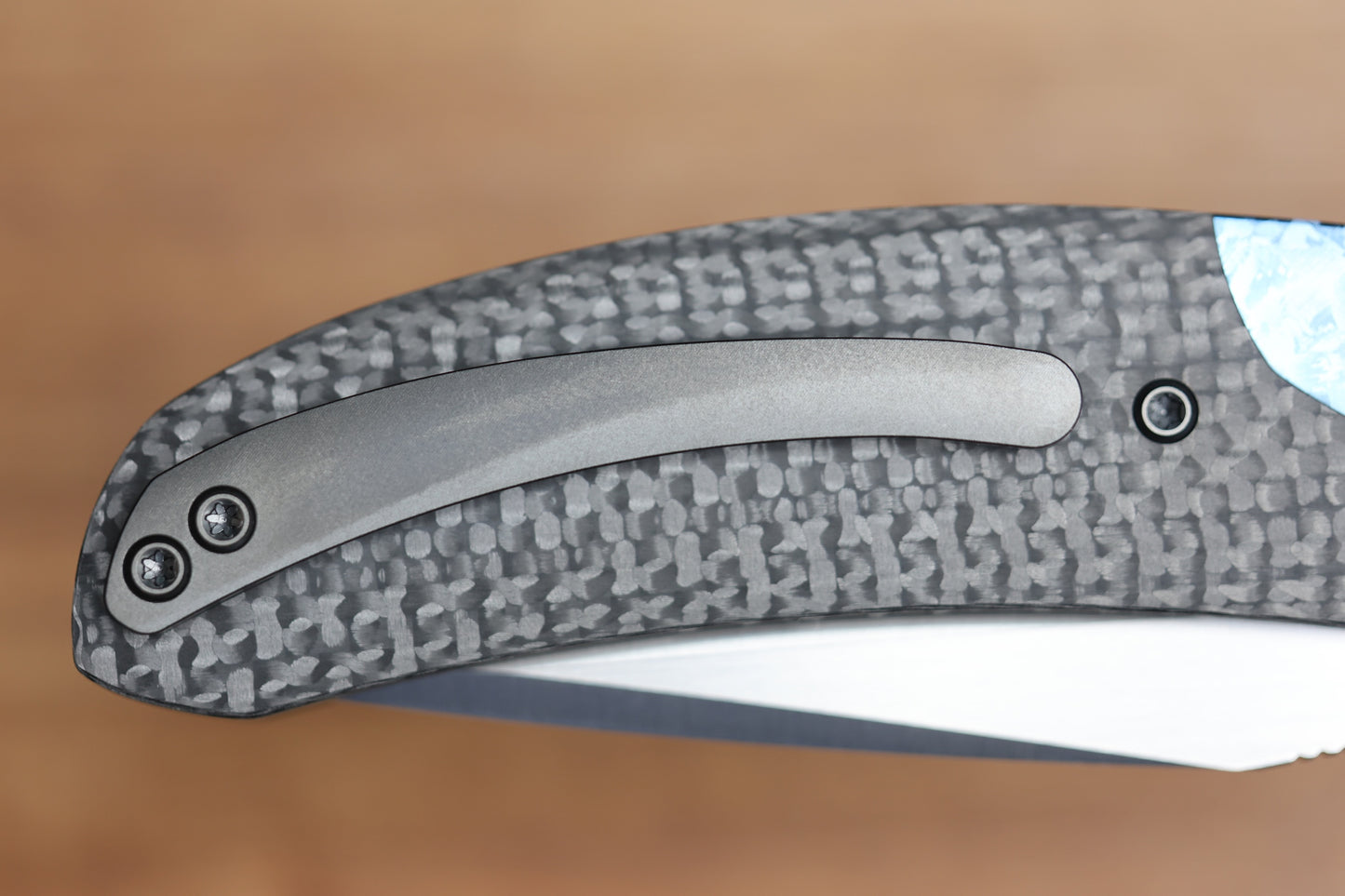 REATE KNIVES FDT TF-4 TITANIUMI CARBON FIBRE CRYSTAL TI BOLSTER AND ACCENTS M398 BLADE
