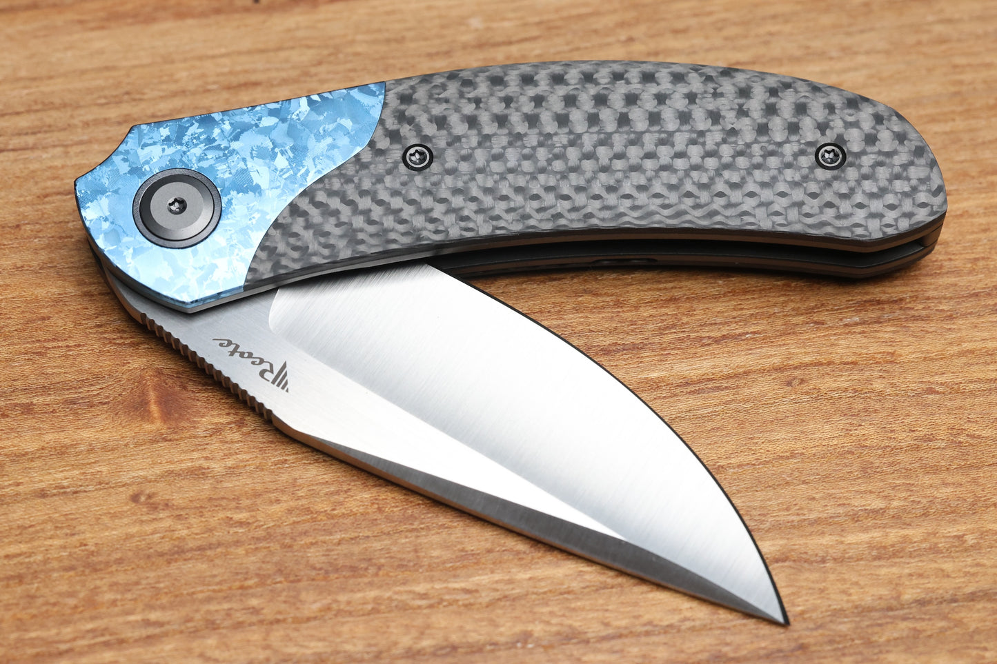 REATE KNIVES FDT TF-4 TITANIUMI CARBON FIBRE CRYSTAL TI BOLSTER AND ACCENTS M398 BLADE