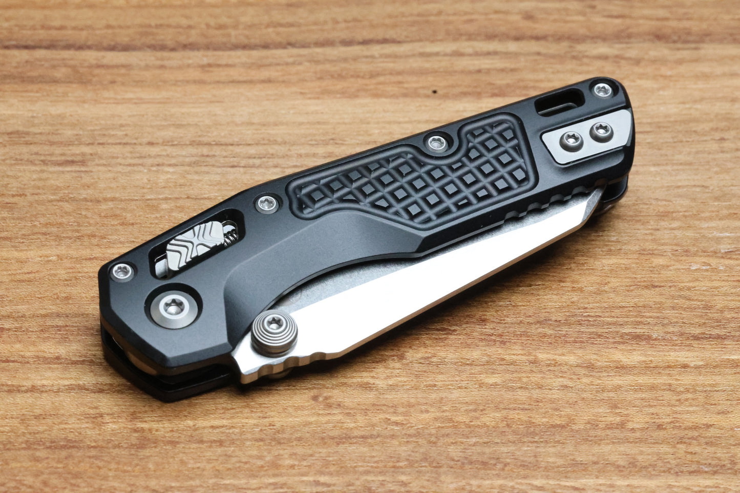MICROTECH MSI RAM LOK MINI PROOF RUN BLACK FRAG ALUMINUM HANDLES W/ STONEWASH M390MK 210M-10FRSPR