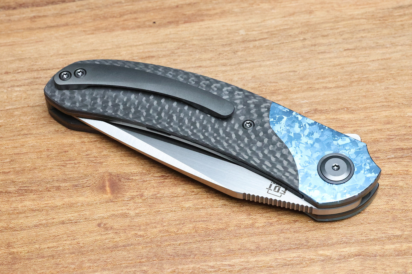 REATE KNIVES FDT TF-4 TITANIUMI CARBON FIBRE CRYSTAL TI BOLSTER AND ACCENTS M398 BLADE