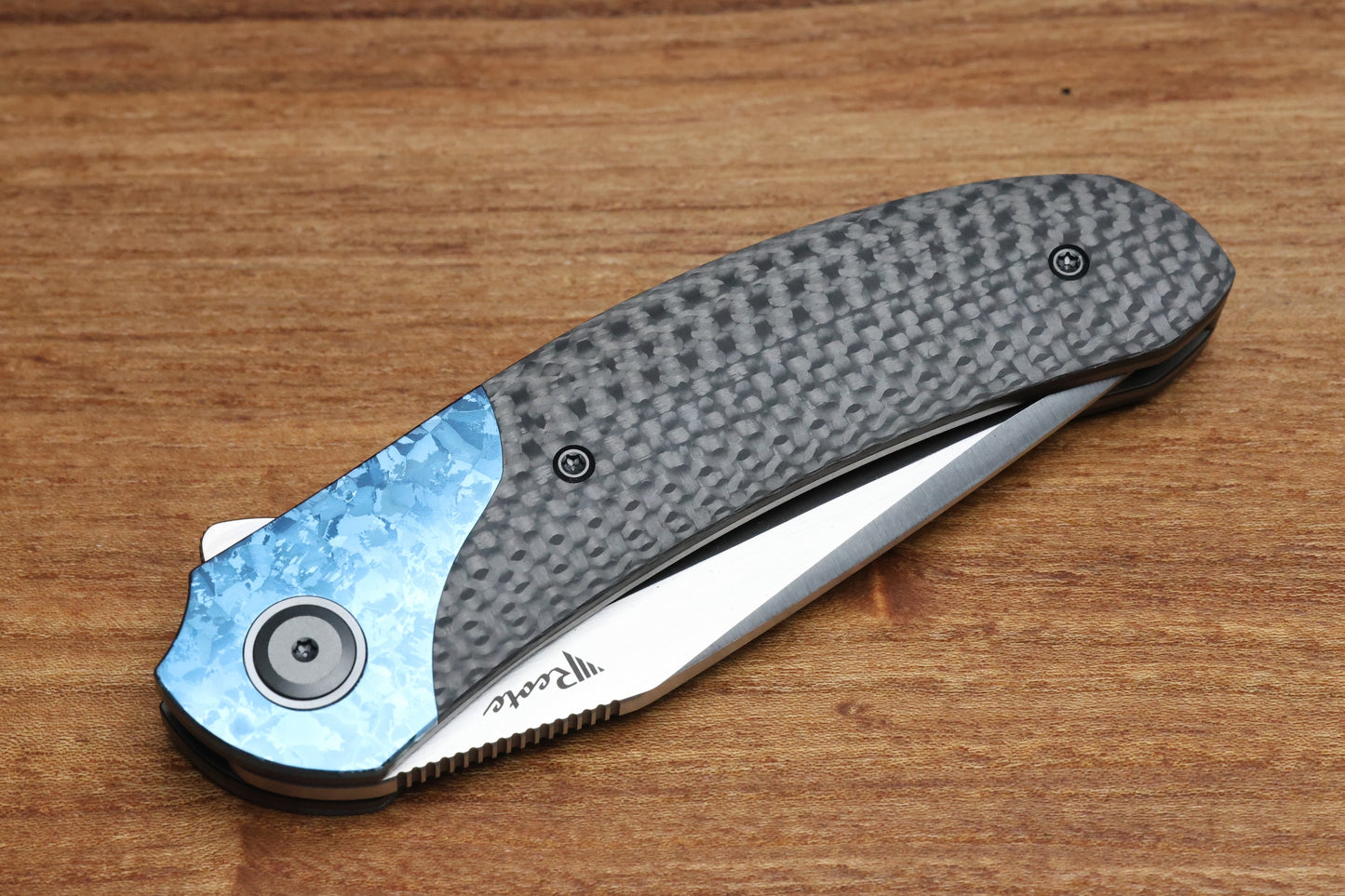 REATE KNIVES FDT TF-4 TITANIUMI CARBON FIBRE CRYSTAL TI BOLSTER AND ACCENTS M398 BLADE