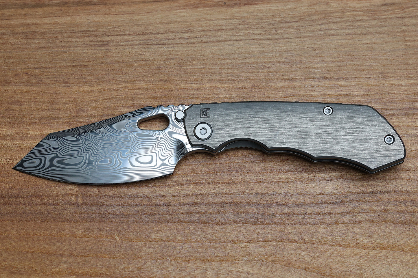 CUSTOM KNIFE FACTORY & ROTTEN DESIGN EVO 1.1 TUMBLED TI HANDLES W/ DAMASTEEL