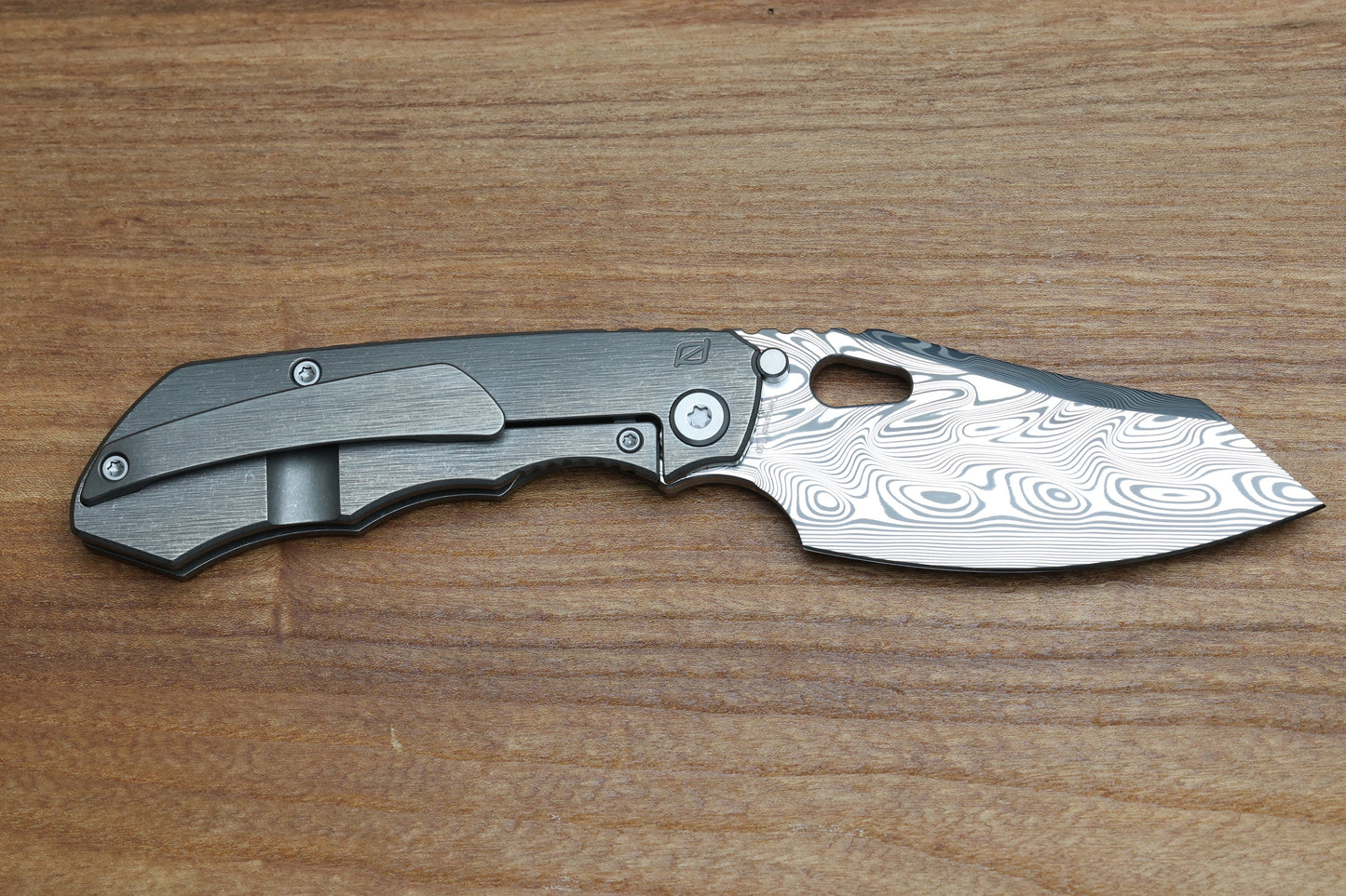 CUSTOM KNIFE FACTORY & ROTTEN DESIGN EVO 1.1 TUMBLED TI HANDLES W/ DAMASTEEL