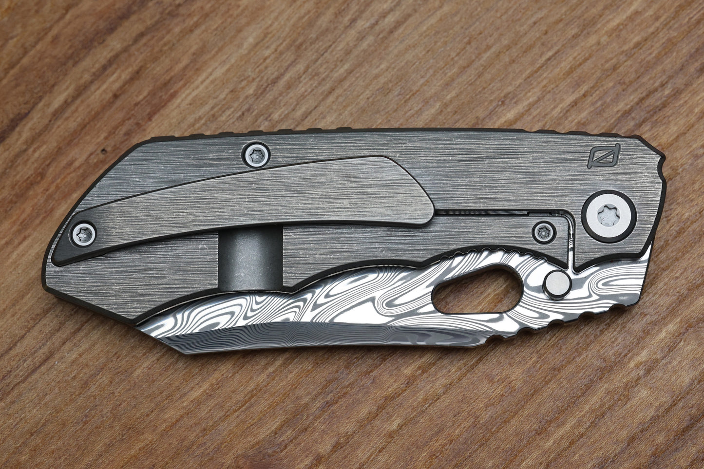 CUSTOM KNIFE FACTORY & ROTTEN DESIGN EVO 1.1 TUMBLED TI HANDLES W/ DAMASTEEL