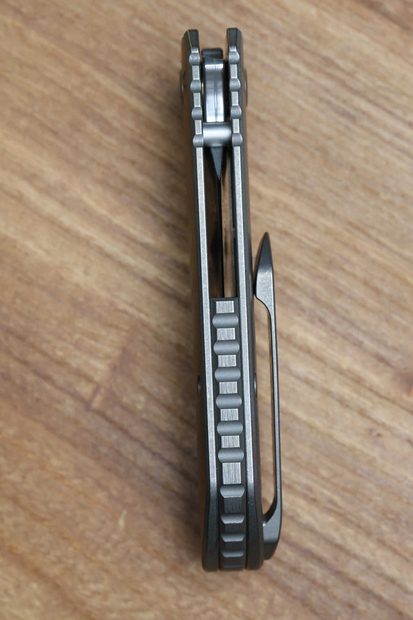 CUSTOM KNIFE FACTORY & ROTTEN DESIGN EVO 1.1 TUMBLED TI HANDLES W/ DAMASTEEL