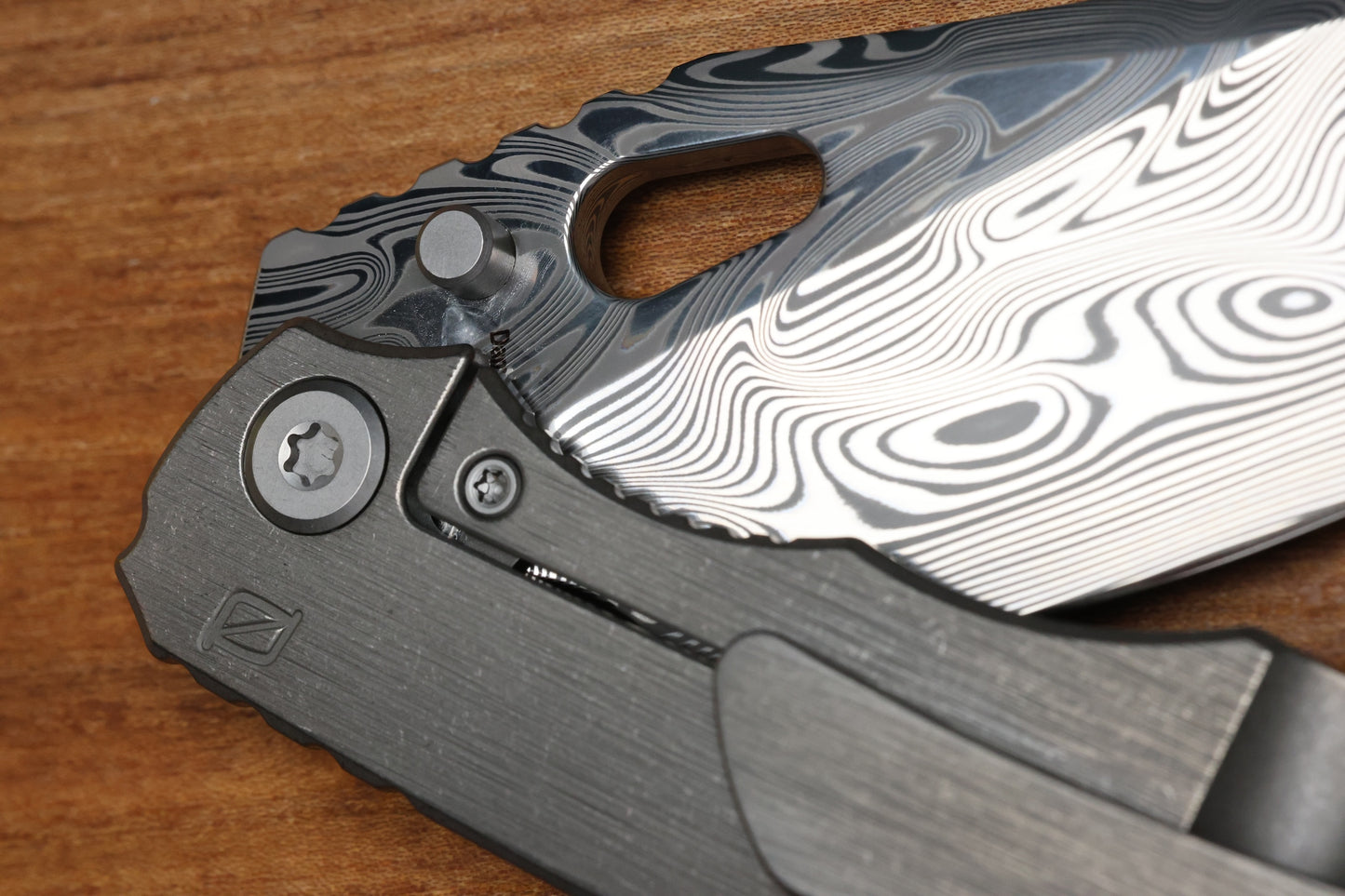 CUSTOM KNIFE FACTORY & ROTTEN DESIGN EVO 1.1 TUMBLED TI HANDLES W/ DAMASTEEL