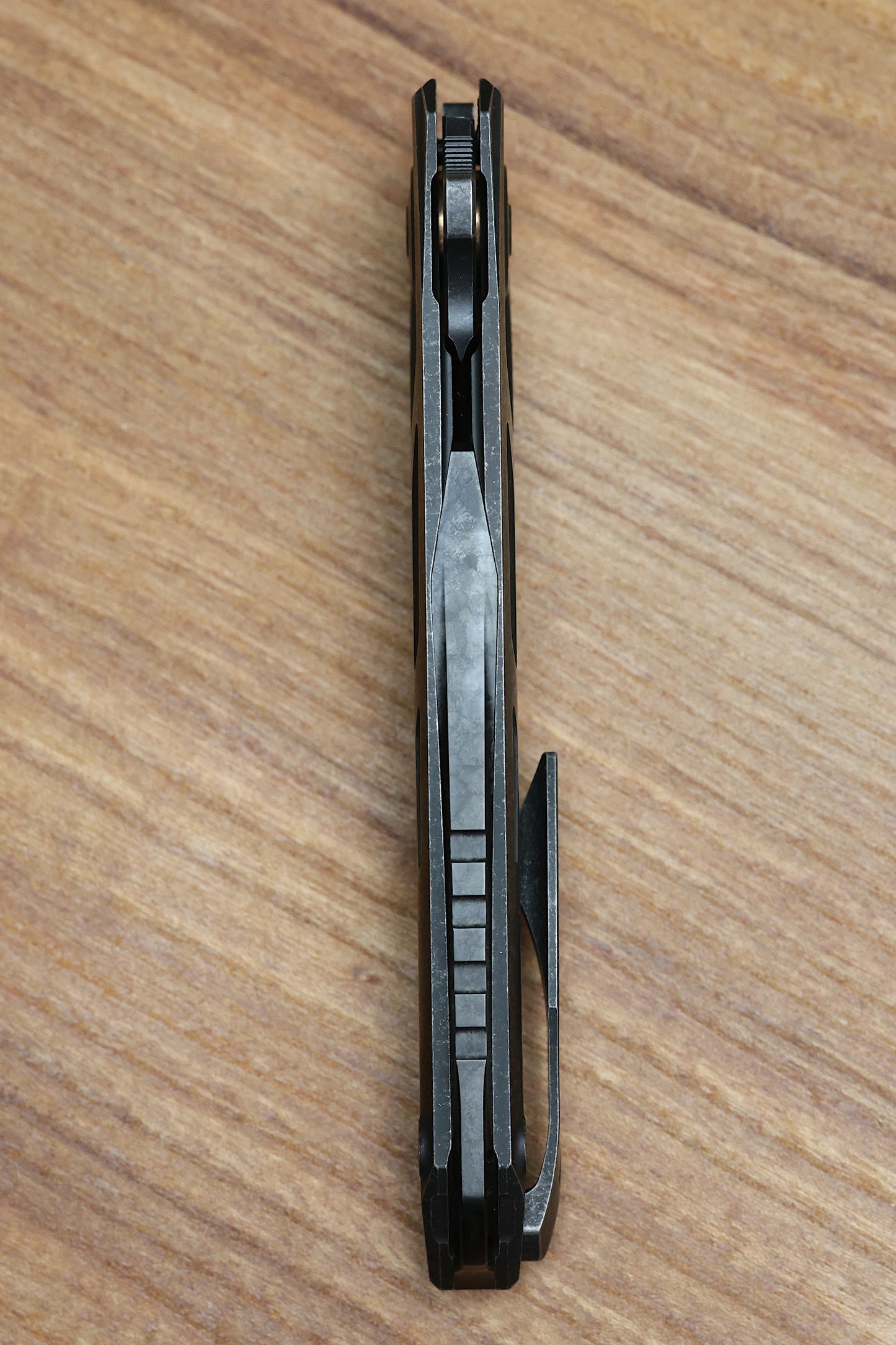 CUSTOM KNIFE FACTORY SUKHOI-5 BLACKWASH TITANIUM HANDLES W/ CRYSTAL TI BACKSPACER & M398