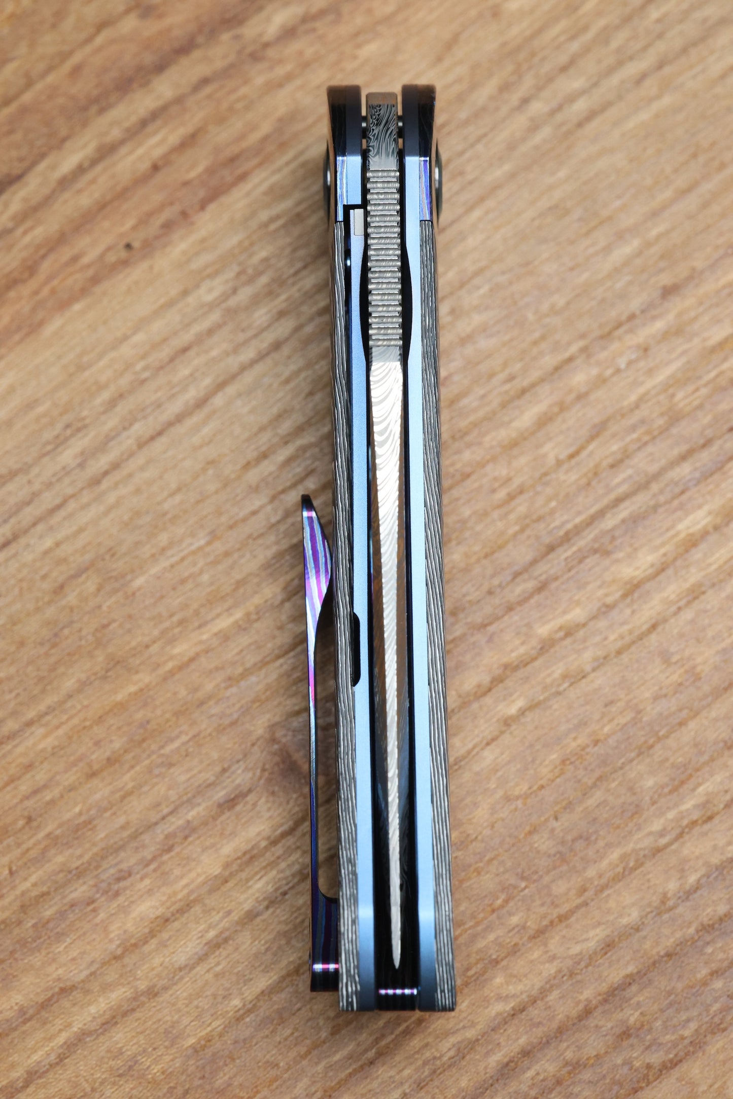 REATE KNIVES FDT TF-4 TITANIUM WHITE STORM FAT CARBON ZIRCUTI BOLSTER AND ACCENTS DAMASTEEL BLADE