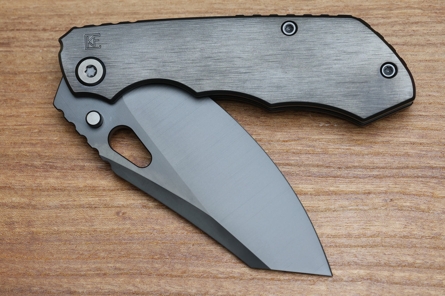 CUSTOM KNIFE FACTORY & ROTTEN DESIGN EVO 1.1 MATTE DLC TI HANDLES W/ M398