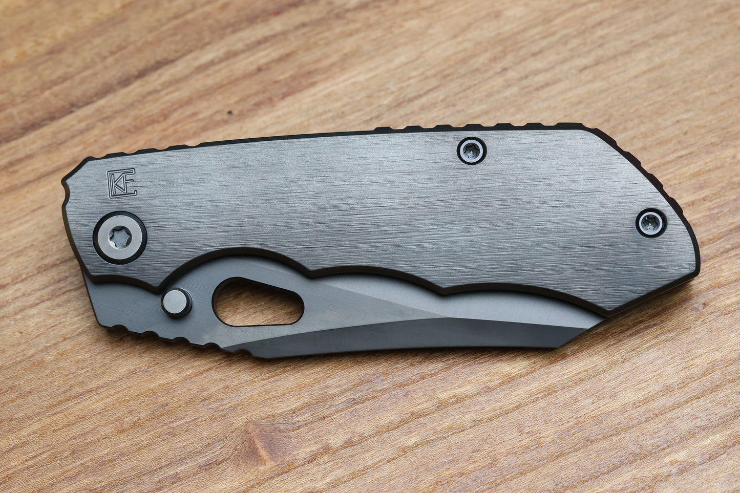 CUSTOM KNIFE FACTORY & ROTTEN DESIGN EVO 1.1 MATTE DLC TI HANDLES W/ M398