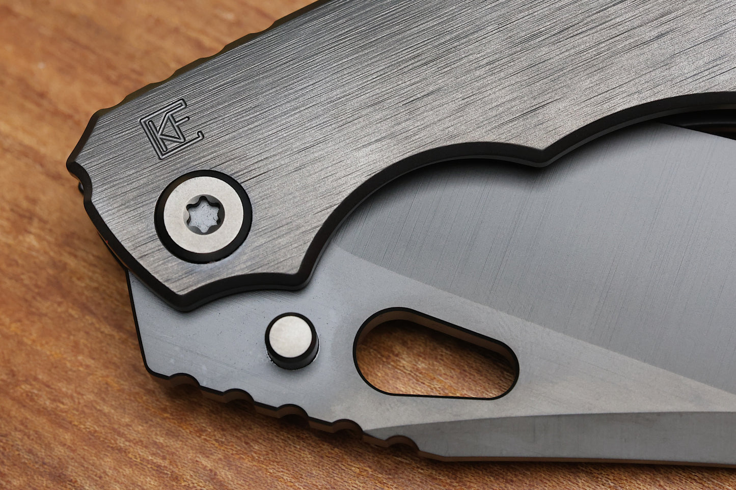 CUSTOM KNIFE FACTORY & ROTTEN DESIGN EVO 1.1 MATTE DLC TI HANDLES W/ M398