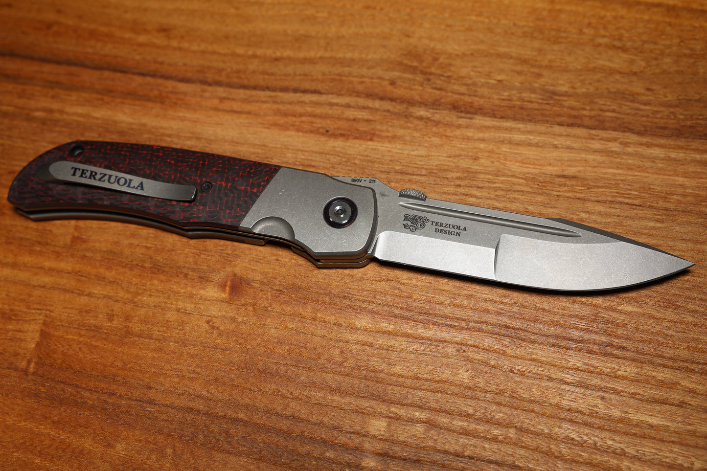 CKF CUSTOM KNIFE FACTORY EAGLE ROCK W/RED CARBON FIBER & S90V