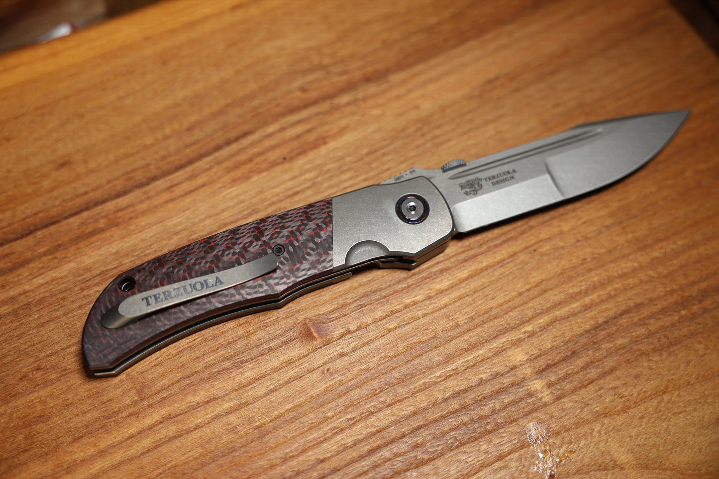 CKF CUSTOM KNIFE FACTORY EAGLE ROCK W/RED CARBON FIBER & S90V